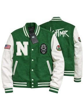 NWT Southern Gents Varsity Jacket Green White Wool Streetwear Size 34